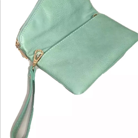 Urban Expressions Turquoise Clutch Crossbody Handbag - Picture 7 of 11